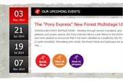 Events calendar - homepage displays upcoming events